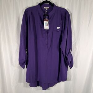 New K State UG Apparel Blouse Women's 3X Purple Long Sleeve Relaxed Lightweight
